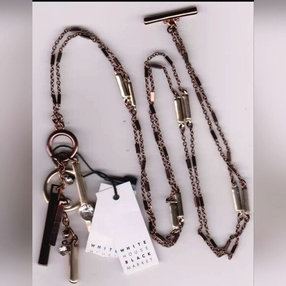 WHITE HOUSE BLACK MARKET CONVERTIBLE CHARM PENDANT CHOCOLATE NECKLACE NWT 18 3/8 - Picture 1 of 4